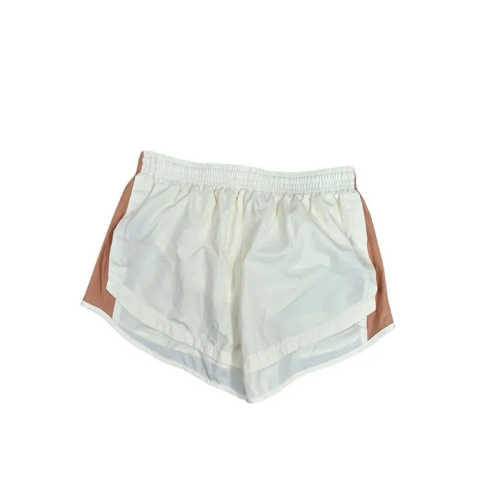 Nike Women's M Dri-fit Tempo Running Shorts Cream Tan Brown Brief Lined Athletic
